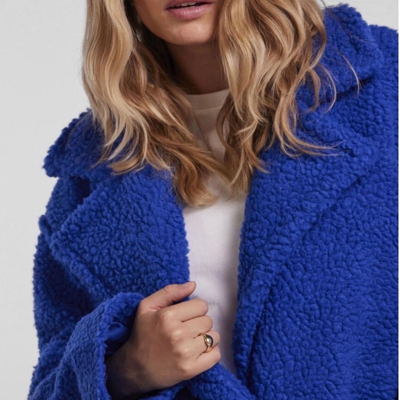 Pieces Pcnola teddy coat Cobalt blue NWT - Picture 5 of 16
